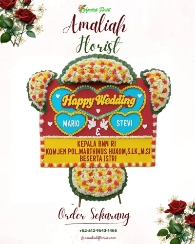 Karangan Papan Bunga Pernikahan di Ngendrosari